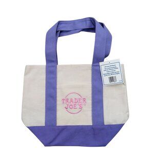 Trader Joe’s Canvas Mini Pastel Tote Bag Spring 2026 Limited Edition Pockets